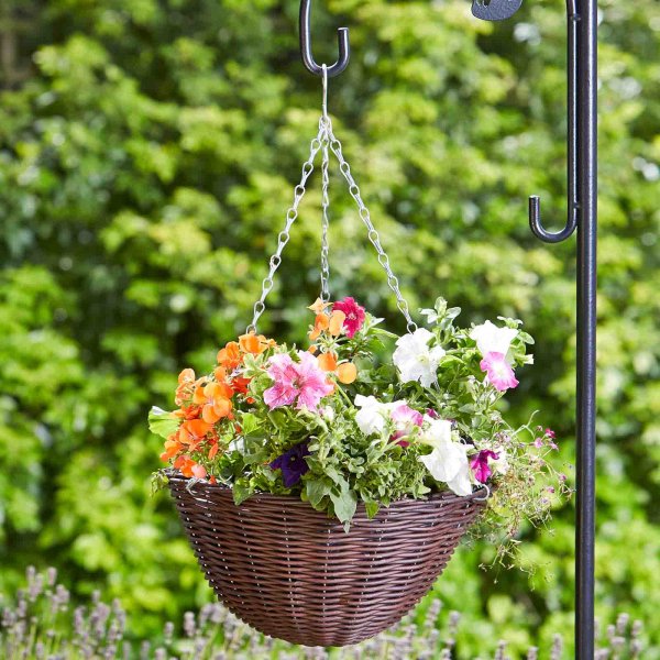 14in Chestnut Faux Rattan Hanging Basket : Smart Garden Products