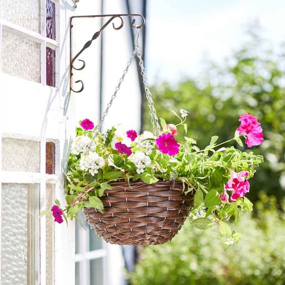 14in Hazel Faux Rattan Hanging Basket : Smart Garden Products