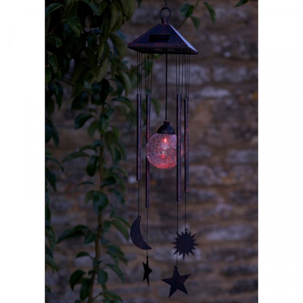 smart solar sun moon and stars wind chime and light