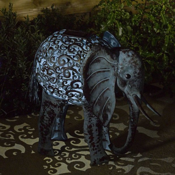 smart solar metal silhouette elephant